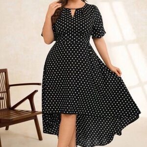 Elegant Black Polka Dot Dress